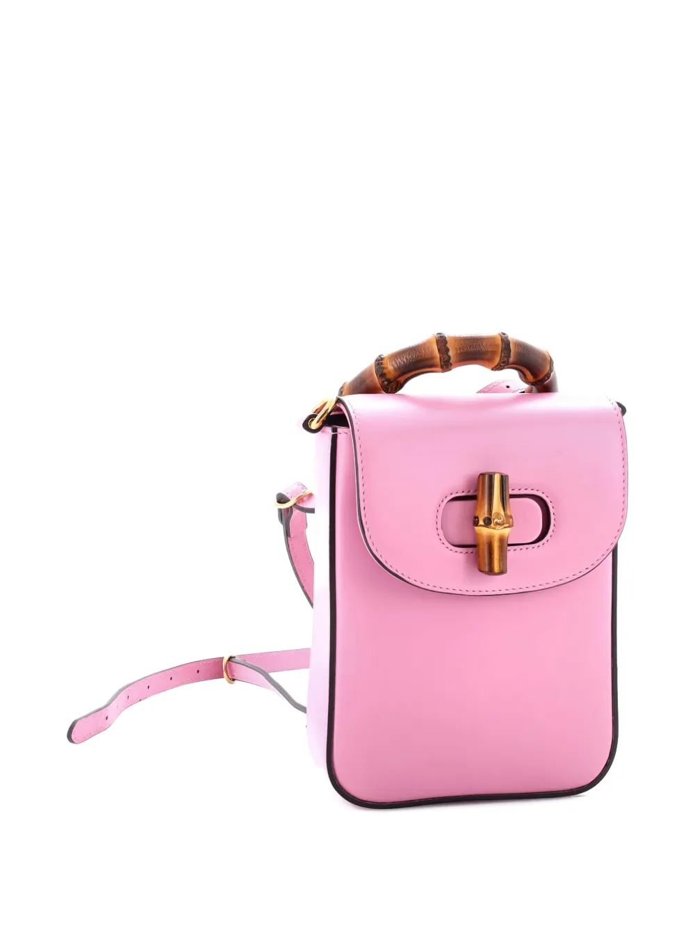 Click to view more detailed imagery on our partner's website Pre-owned Gucci Bamboo Top Handle Leather Mini Backpack In Pink