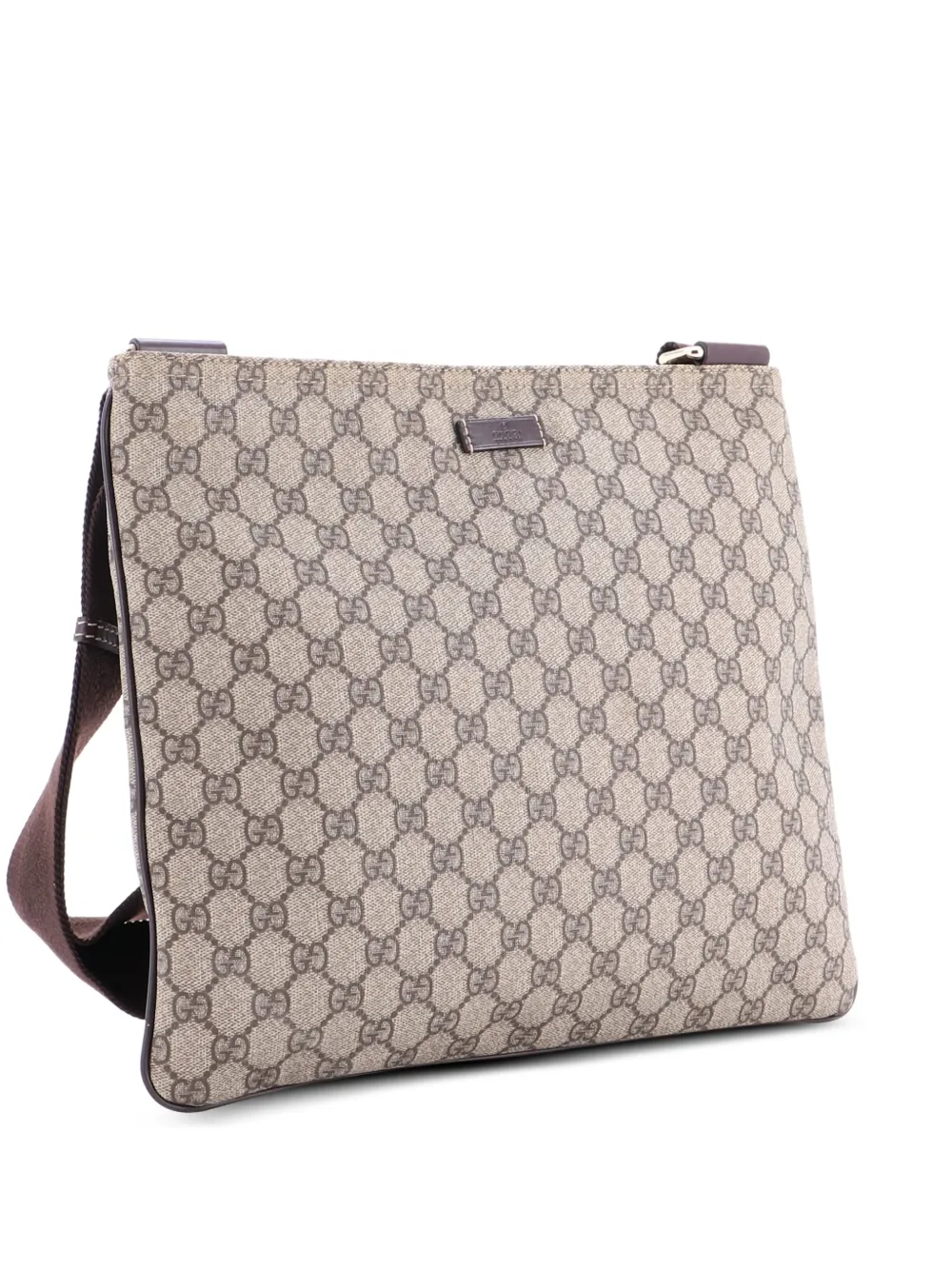 Gucci Pre-Owned Zip Top Messenger Bag GG Coated Canvas Large crossbody bag - Marrone