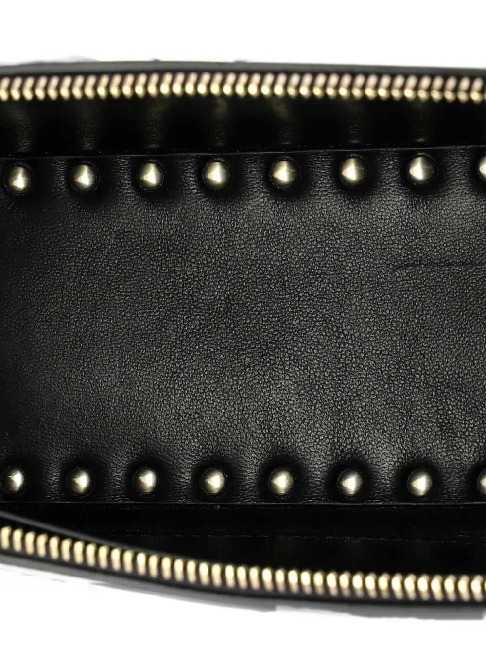 VALENTINO GARAVANI Pre-owned Rockstud Zip Up Top Handle Bag Leather East West Shoulder Bag In Black