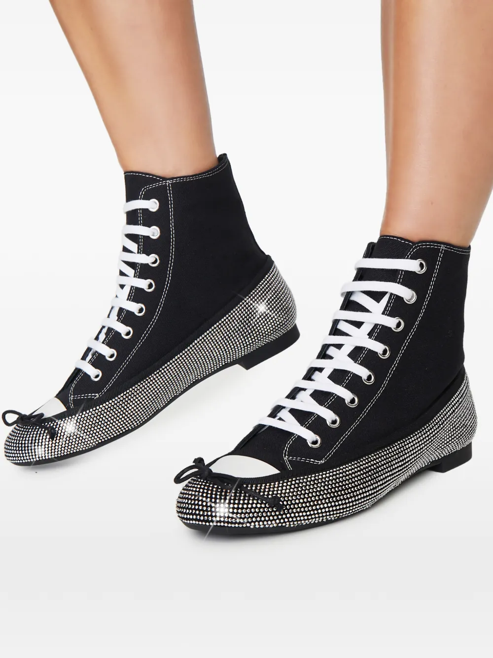 Marco De Vincenzo Crystal-embellished Lace-up Sneakers In Multi