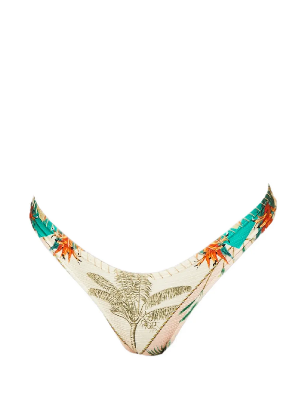 Del Maar tropical-print embroidered bikini bottoms - Toni neutri