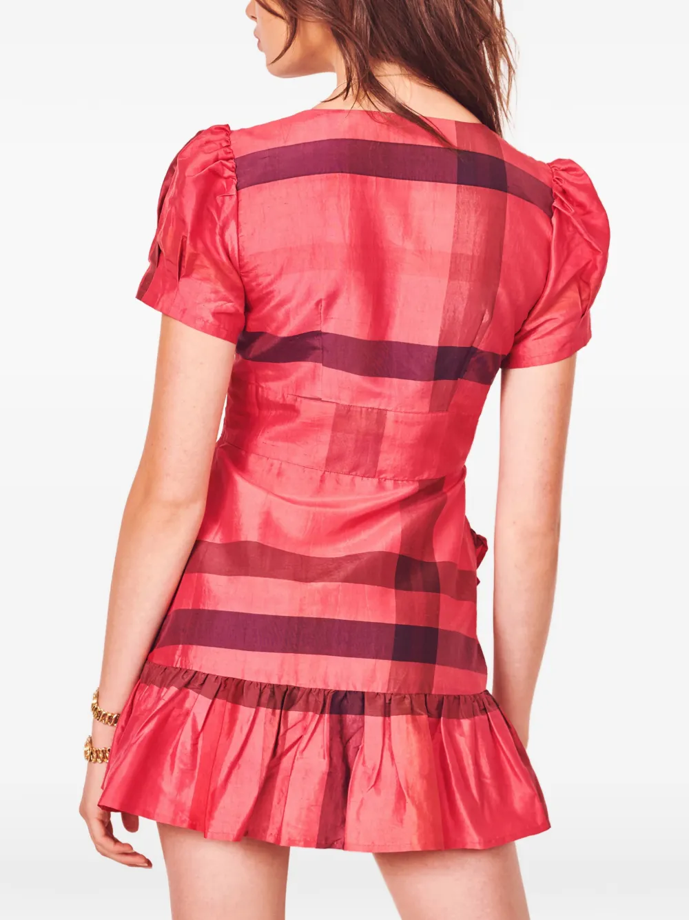 Loveshackfancy Bea Plaid Ruffled Dress In Red