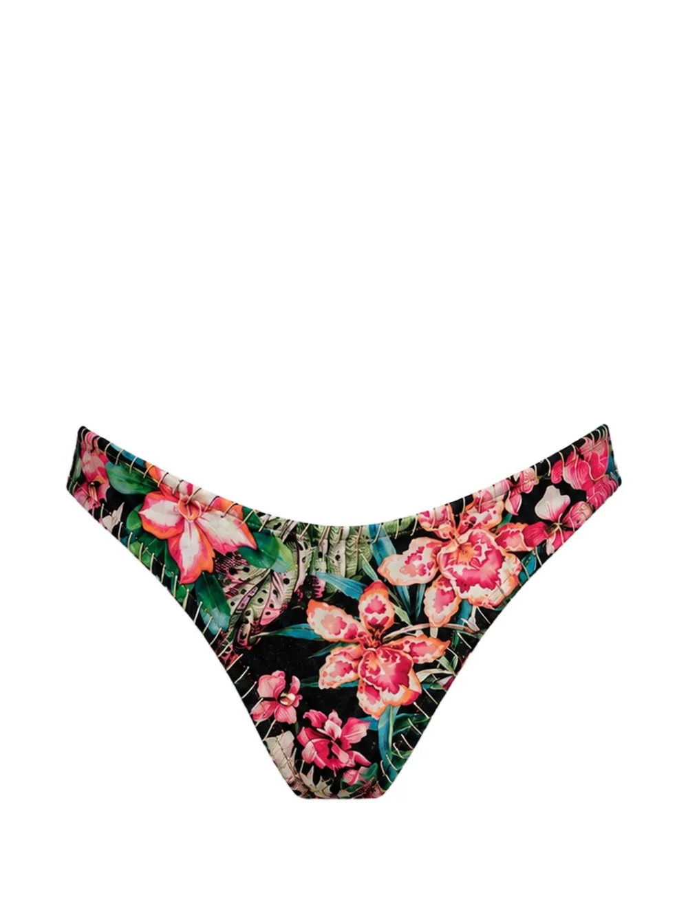 Del Maar Asiri floral-print crochet-trim bikini bottoms - Verde