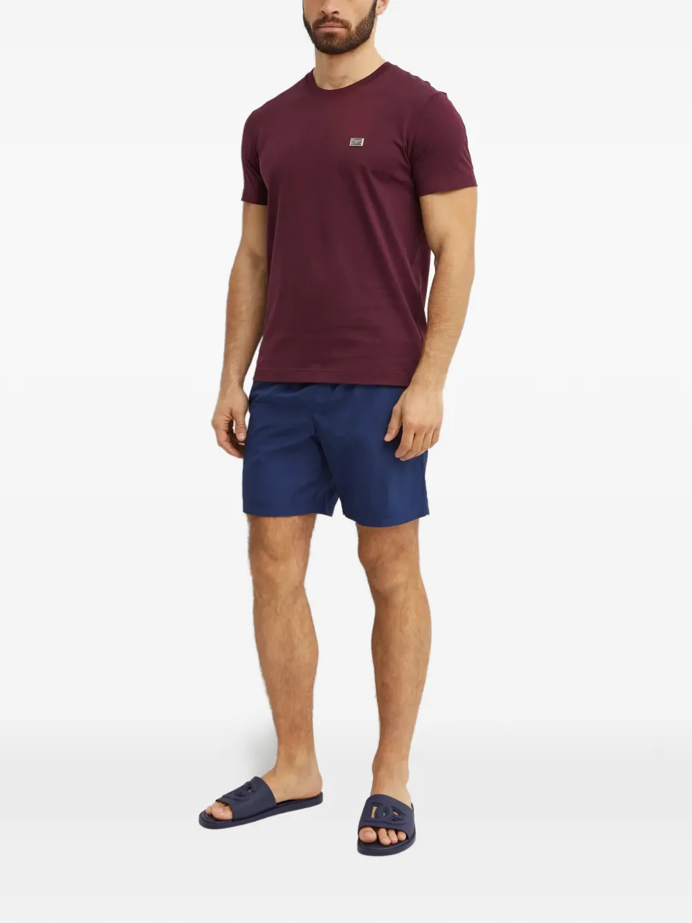 Dolce & Gabbana logo-patch crew-neck T-shirt - Rood