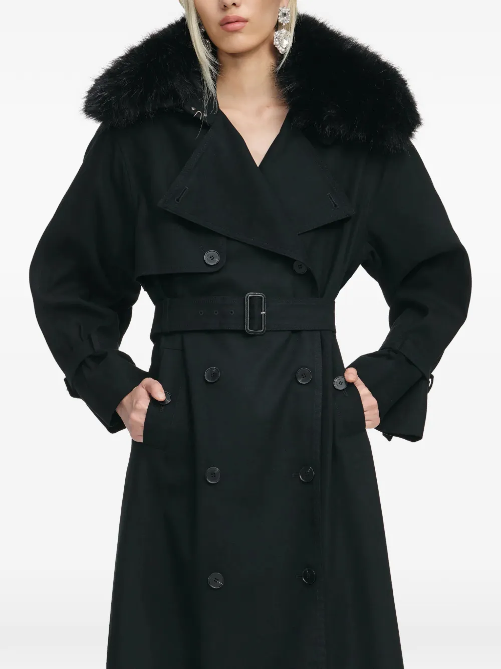 Self-Portrait gabardina con cinturón | negro | Image 1