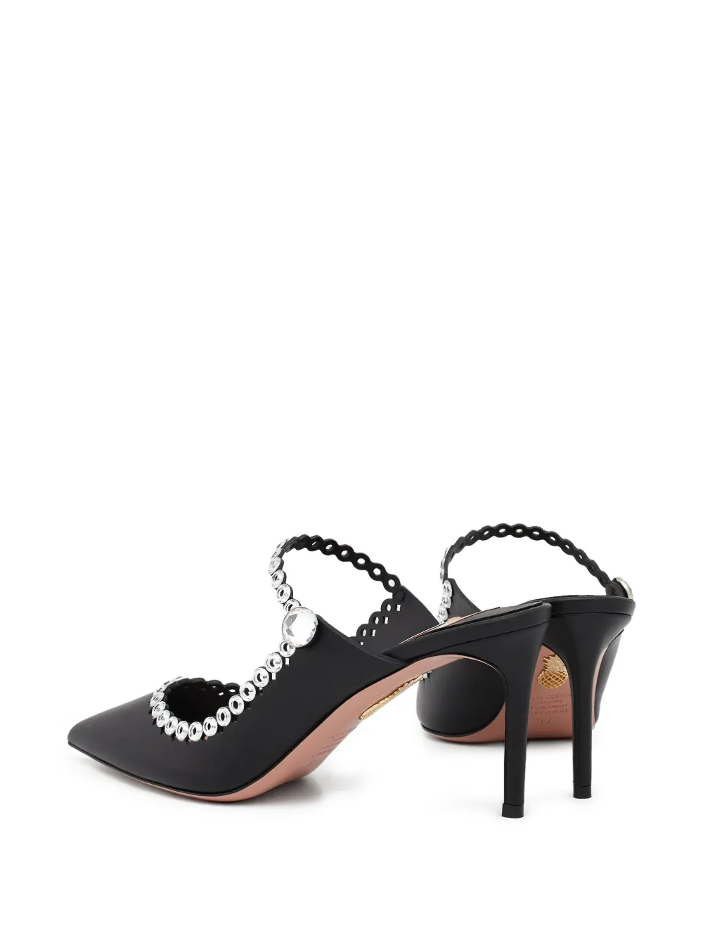 Aquazzura 80 mm Carnaval muiltjes met puntige band Zwart