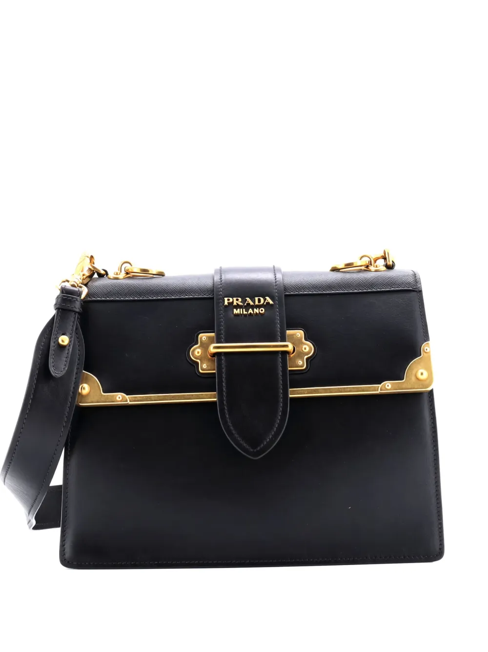 Prada Pre-Owned Cahier Leather and Saffiano Leather Large crossbody bag - Nero