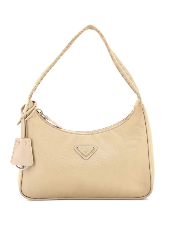 Prada Pre-Owned Re-Edition 2000 Tessuto Mini Hobo Bag | Neutrals Prada Pre-Owned Re-Edition 2000 Tessuto Mini Hobo Bag | Neutrals