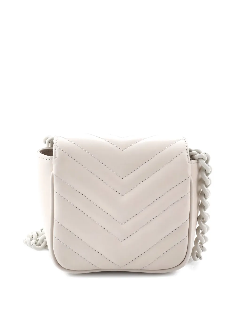 Pre-owned Gucci Gg Marmont Flap Matelasse Leather Mini Belt Bag In Black