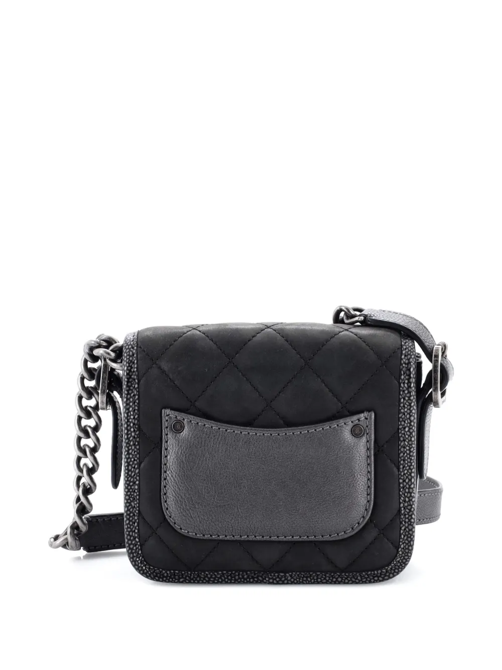 Pre-owned Chanel Paris-bombay Back To School Quilted Iridescent Calfskin Mini Crossbody Bag In Gray