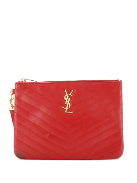 Saint Laurent Pre-Owned Classic Monogram Wristlet Pouch Matelasse Chevron Leather Small clutch bag