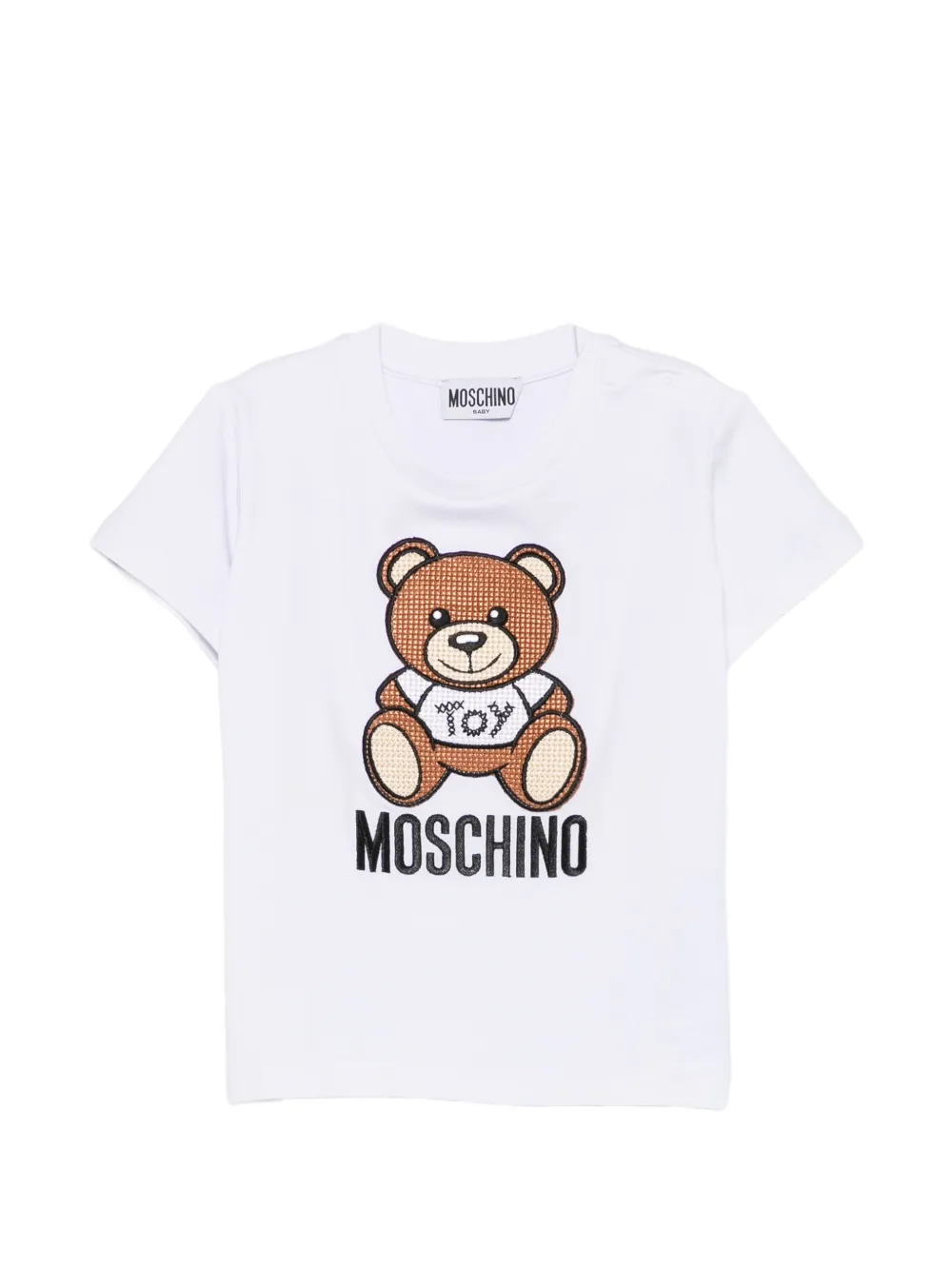 Moschino Kids Teddy Bear embroidered T-shirt - Bianco