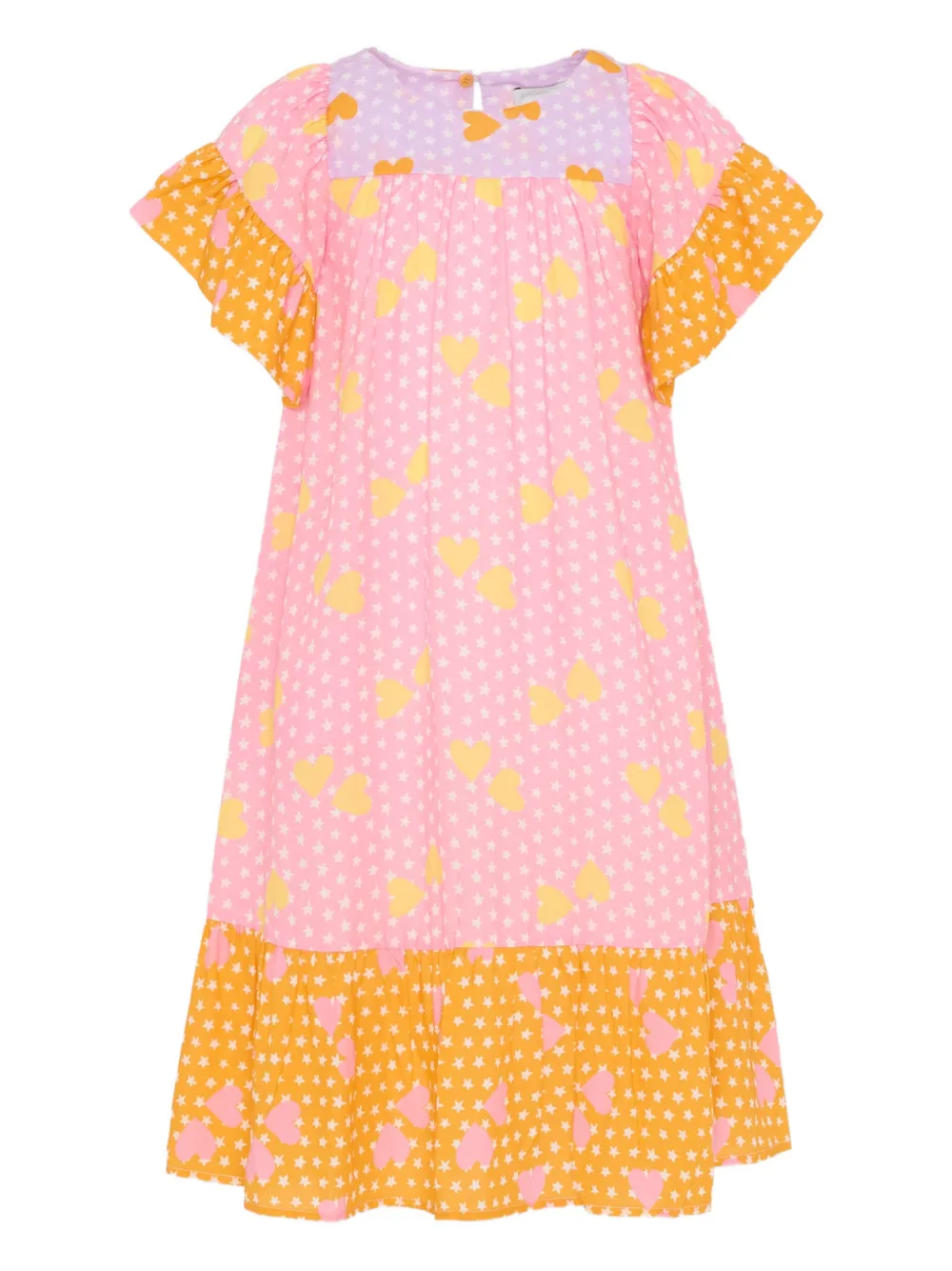 Stella McCartney Kids ruffled heart-print dress - Rosa