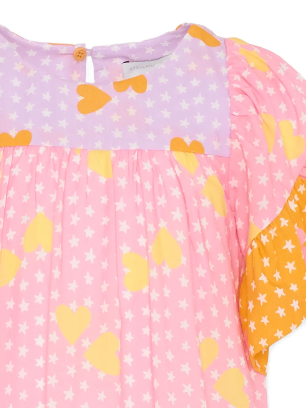 Stella McCartney Kids Jurk met ruches en hartprint Roze