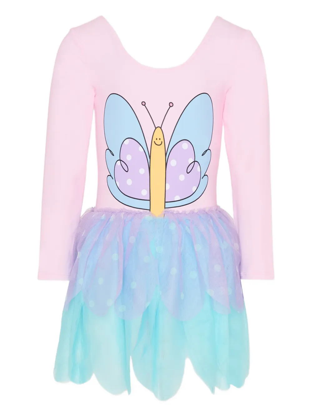Stella McCartney Kids long-sleeve butterfly-detail dress - Rosa