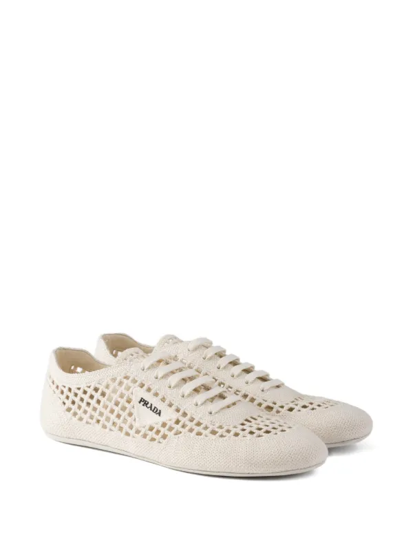 Prada Collapse Crochet Laced Sneakers | White | FARFETCH