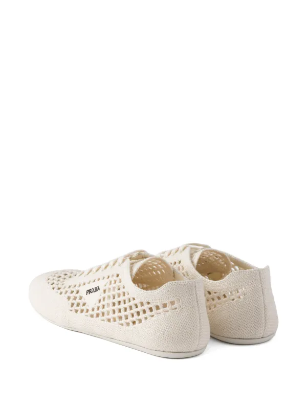 Prada Collapse Crochet Laced Sneakers | White | FARFETCH