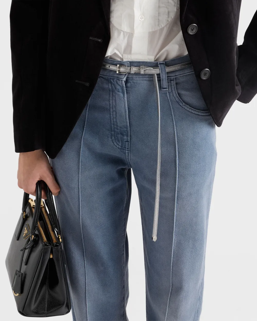 Prada Leren gespriem Grijs
