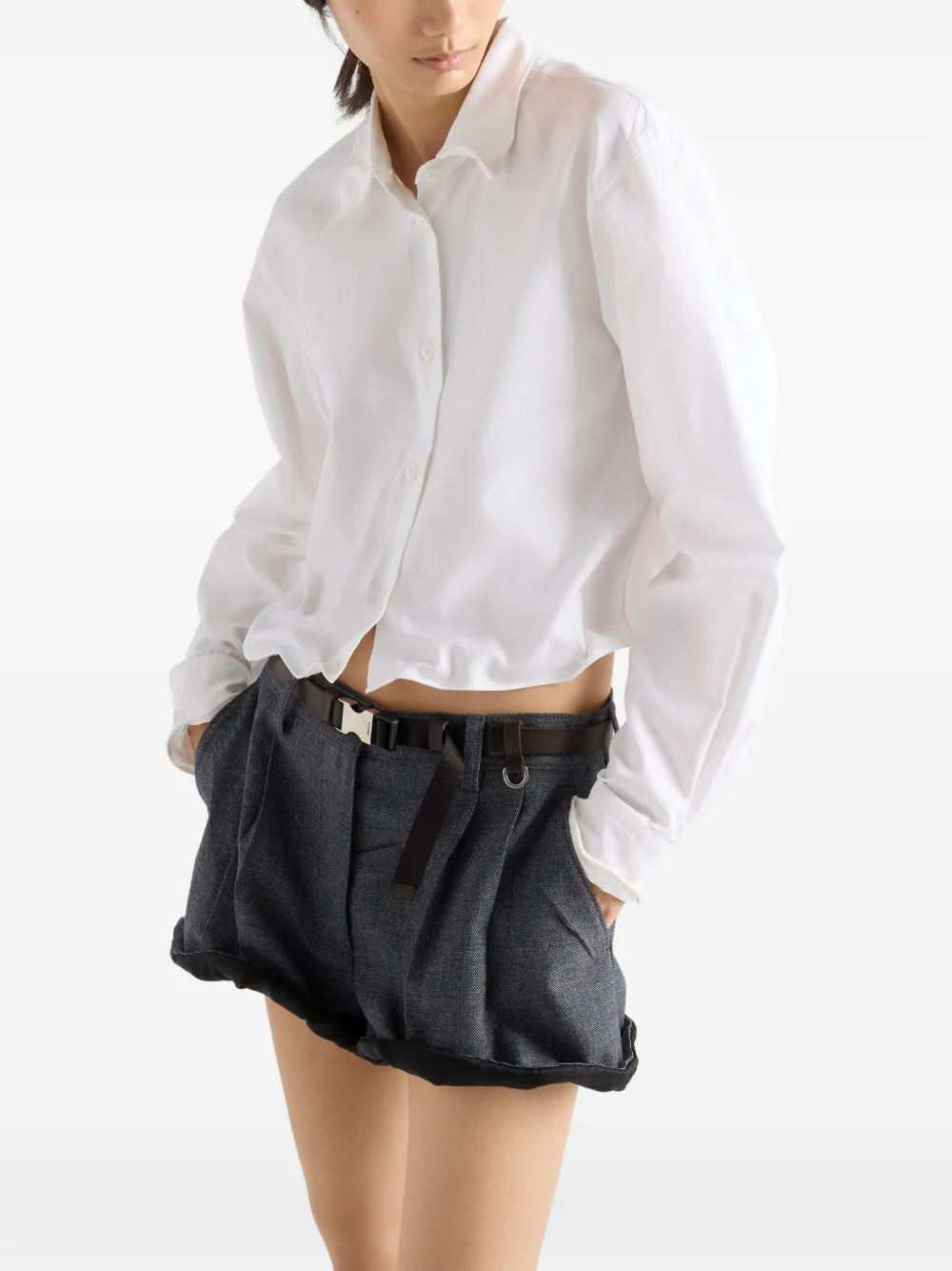  Prada Pointed-collar Shirt - White 