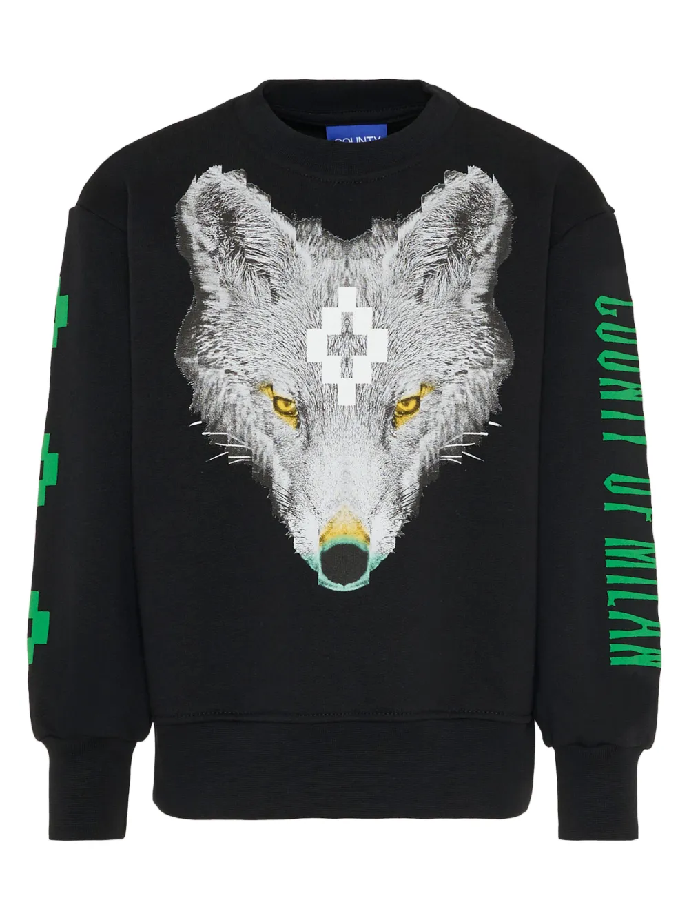 COUNTY OF MILAN KIDS wolf-print crew neck sweatshirt - Nero