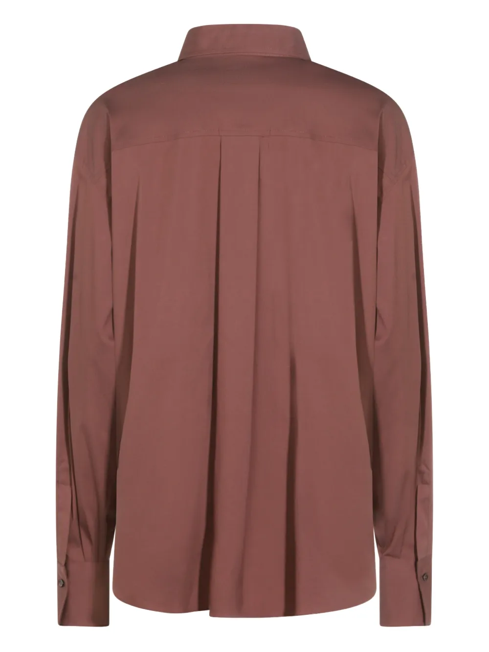 Brunello Cucinelli Long Sleeve Collared Top With Chest Pocket In Brown