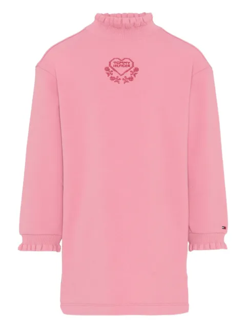 Tommy Hilfiger Junior vestido manga larga con ribete de volantes