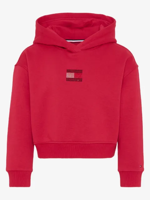 Tommy Hilfiger Junior embellished-logo long-sleeve hoodie