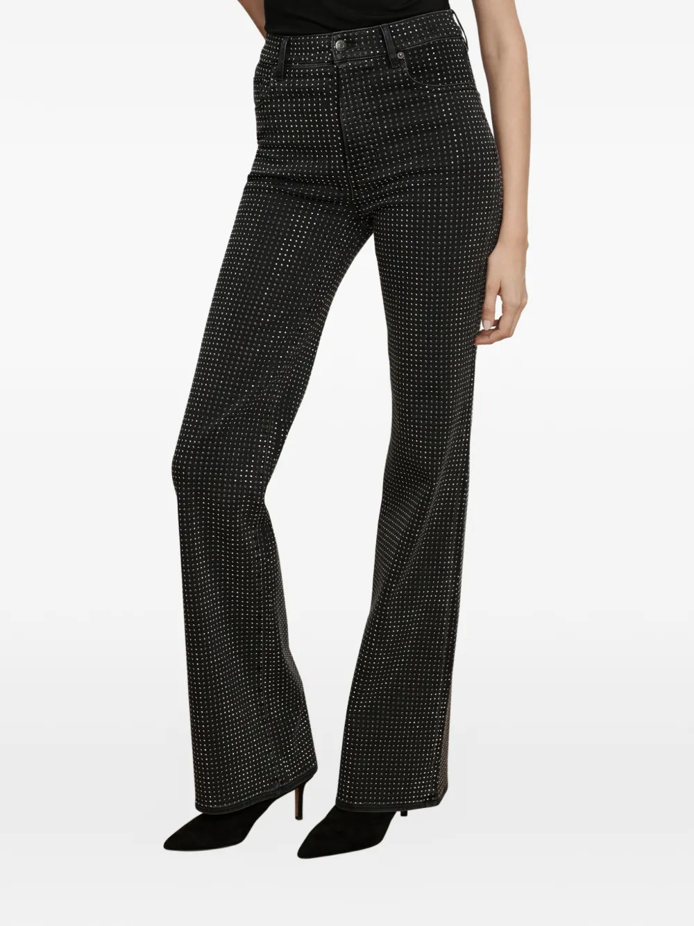  Veronica Beard Vaqueros Anchos Crosbie Con Strass - Negro 