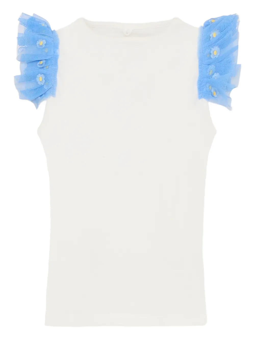 Stella McCartney Kids ruffled-detail round-neck top - Bianco