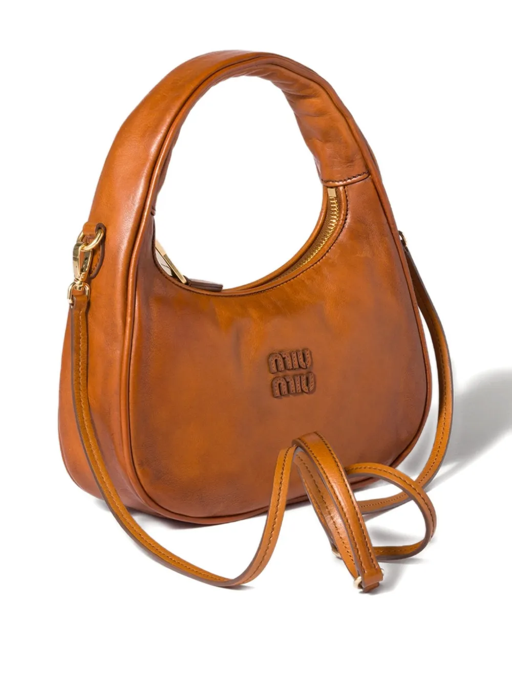 Miu Miu Wander Detachable-stap Bag In Brown