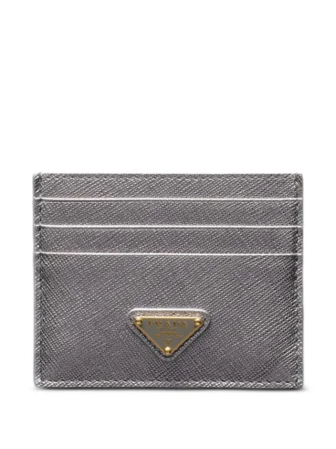 Prada triangle-logo leather card holder