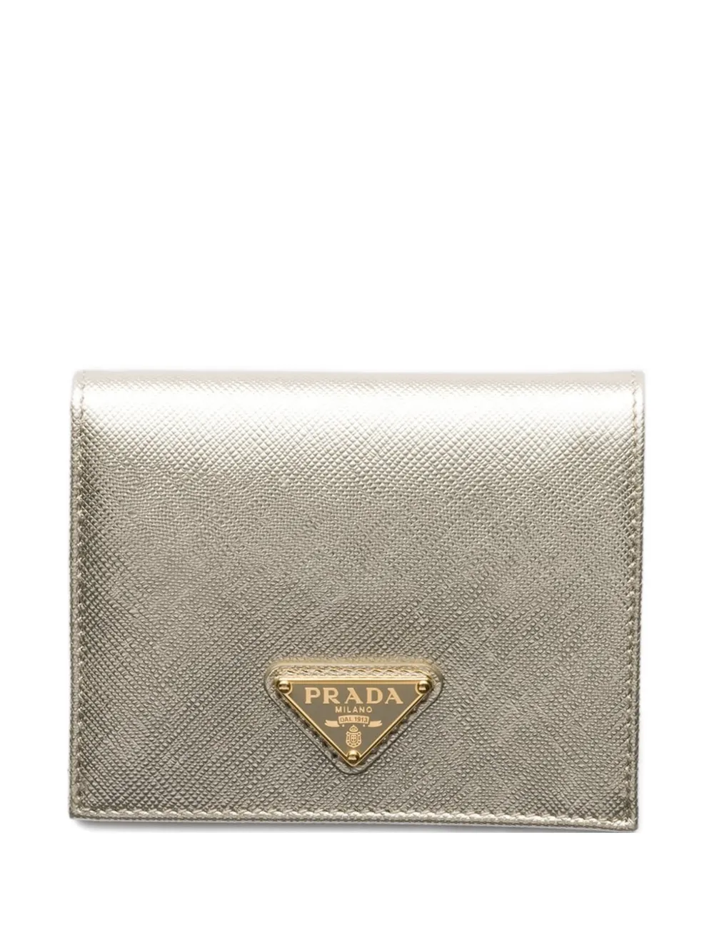 Prada Small Triangle-logo Leather Wallet In Brown