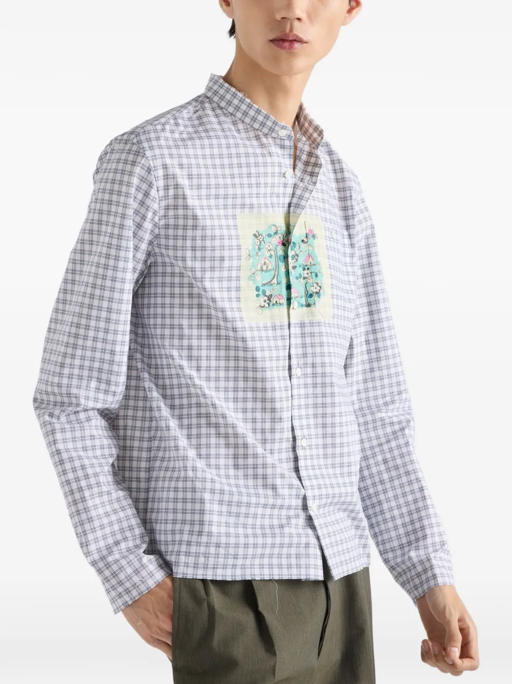  Prada Check-pattern Pocket Shirt - White 