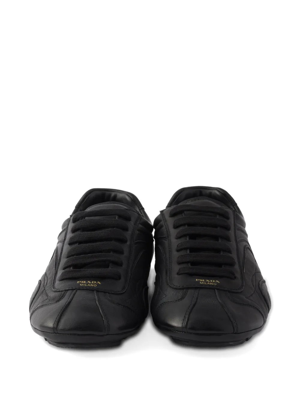 Prada Lace-up Round-toe Sneakers In Black