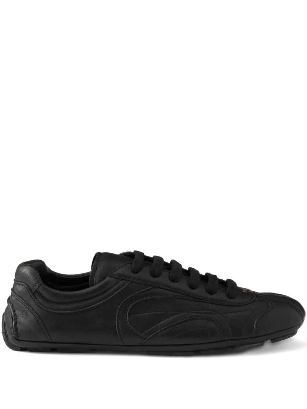 Prada Lace-up Round-toe Sneakers In Black