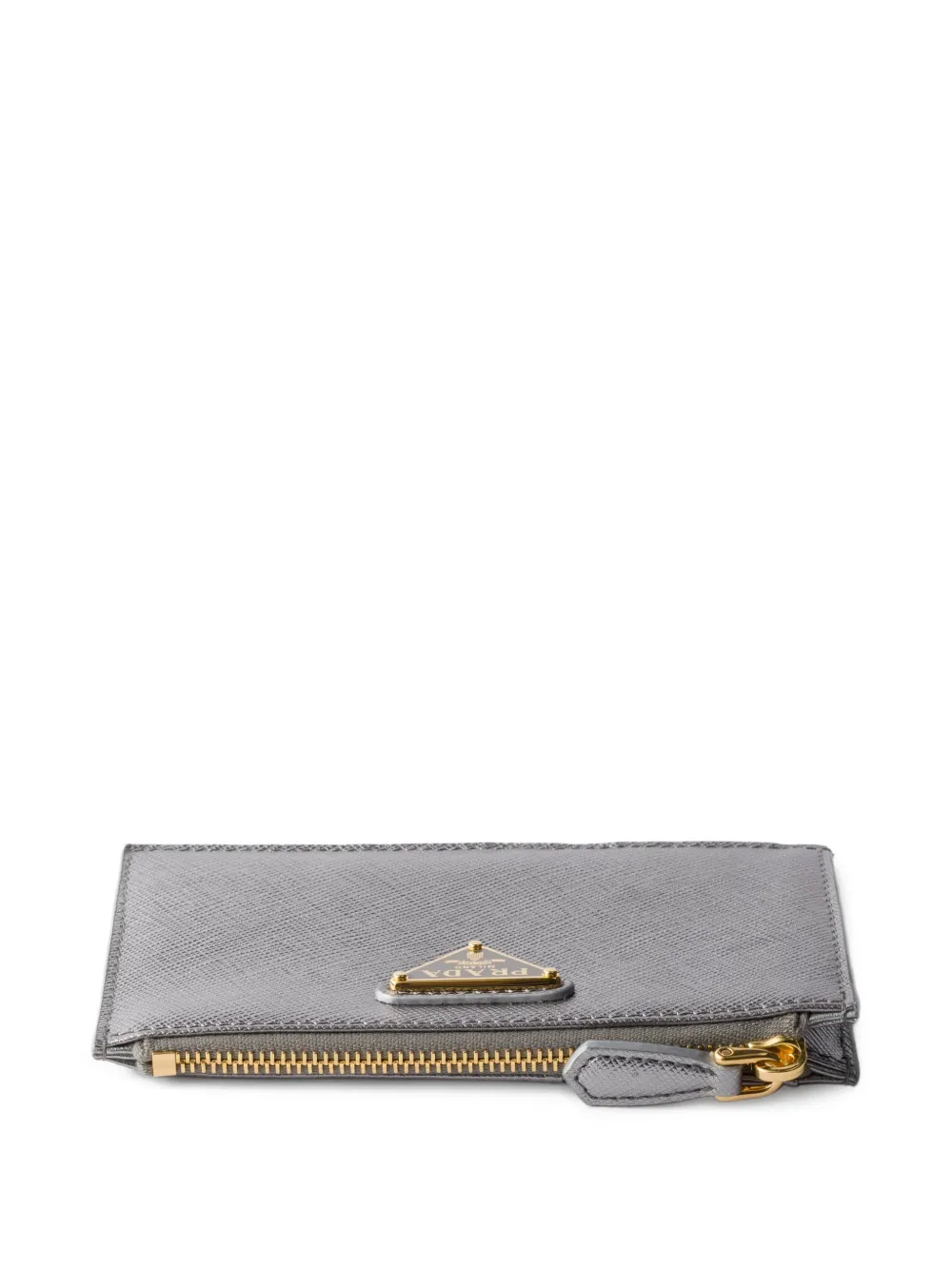  Prada Triangle-logo Leather Card Holder - Grey 