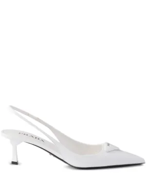 Prada レザースリングバックパンプス | ホワイト | FARFETCH JP