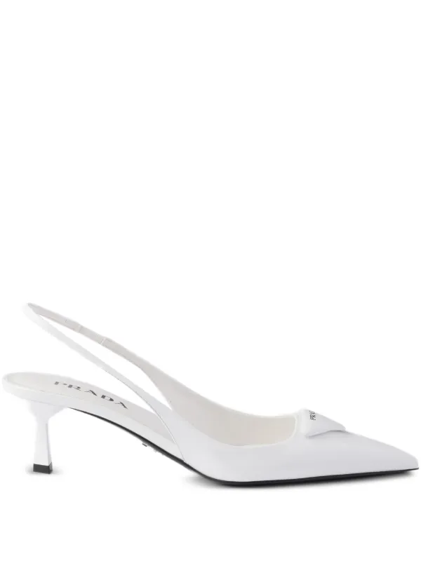 Prada triangle-logo Pumps | White | FARFETCH