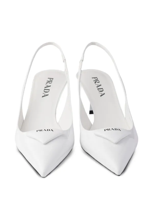 Prada triangle-logo Pumps | White | FARFETCH
