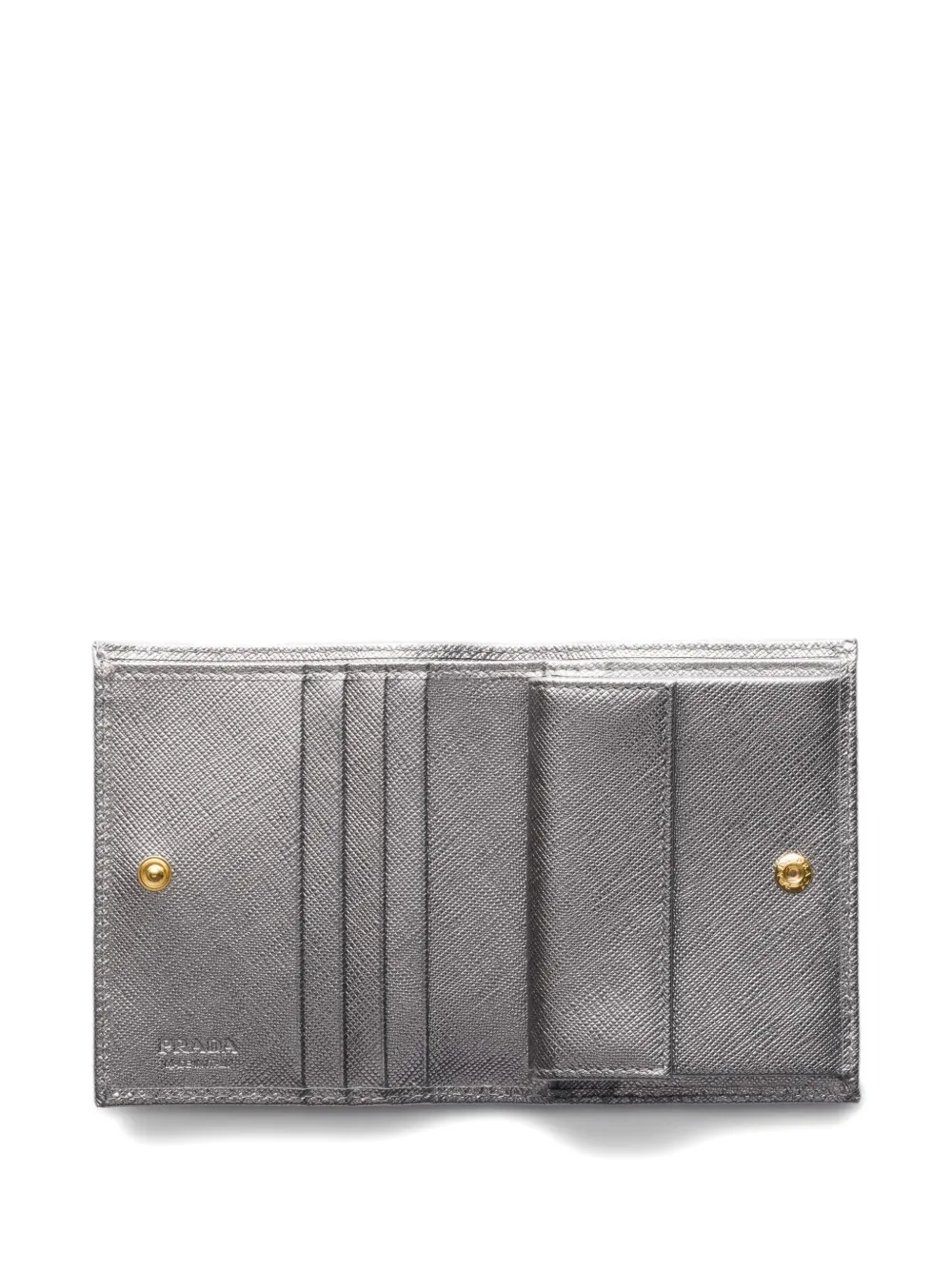 Prada Triangle-logo Leather Wallet In Gray