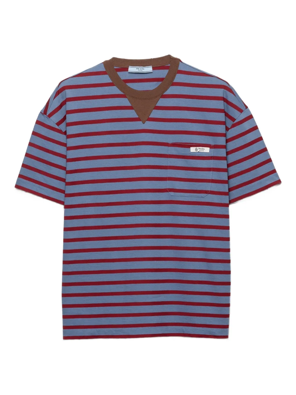 Prada striped-pattern patch-pocket T-shirt | Blue | Image 1