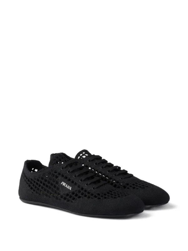 PRADA プラダ Prada Collapse Crochet Laced Sneakers | Black | FARFETCH RO