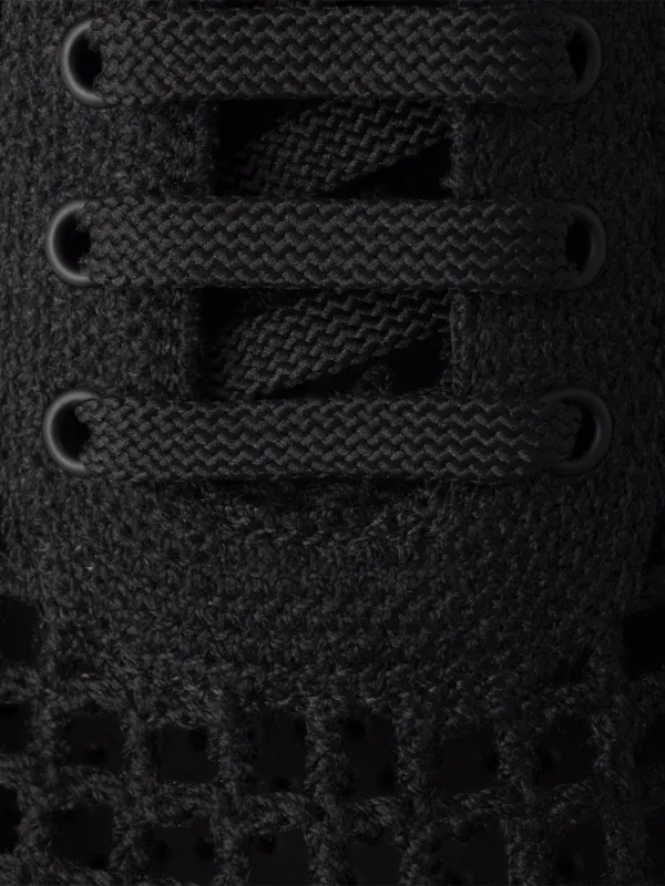 Prada Collapse Crochet Laced Sneakers | Black | FARFETCH
