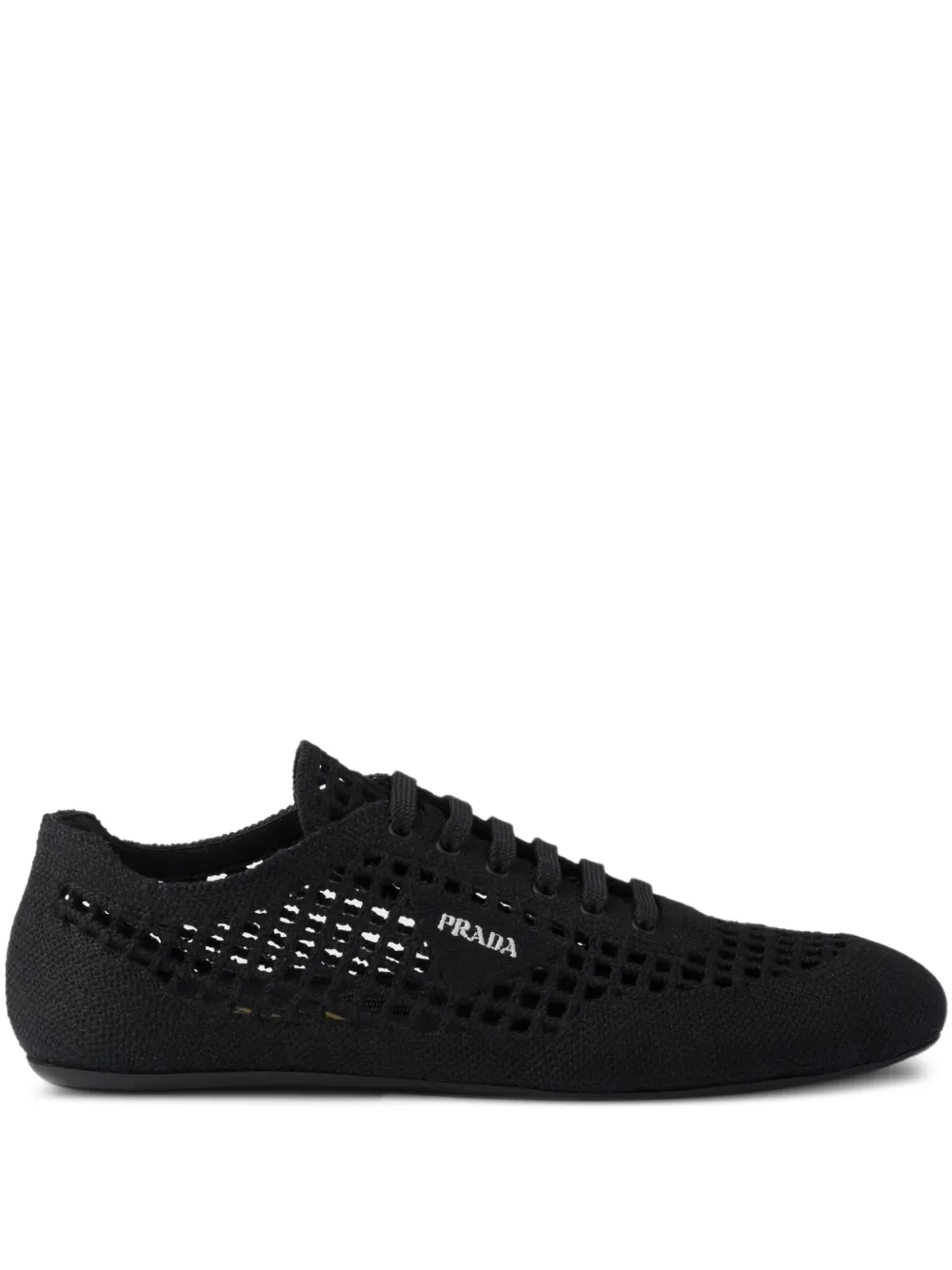 Prada round-toe lace-up sneakers | Black | Image 1