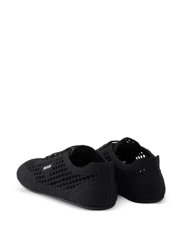 Prada Collapse Crochet Laced Sneakers | Black | FARFETCH