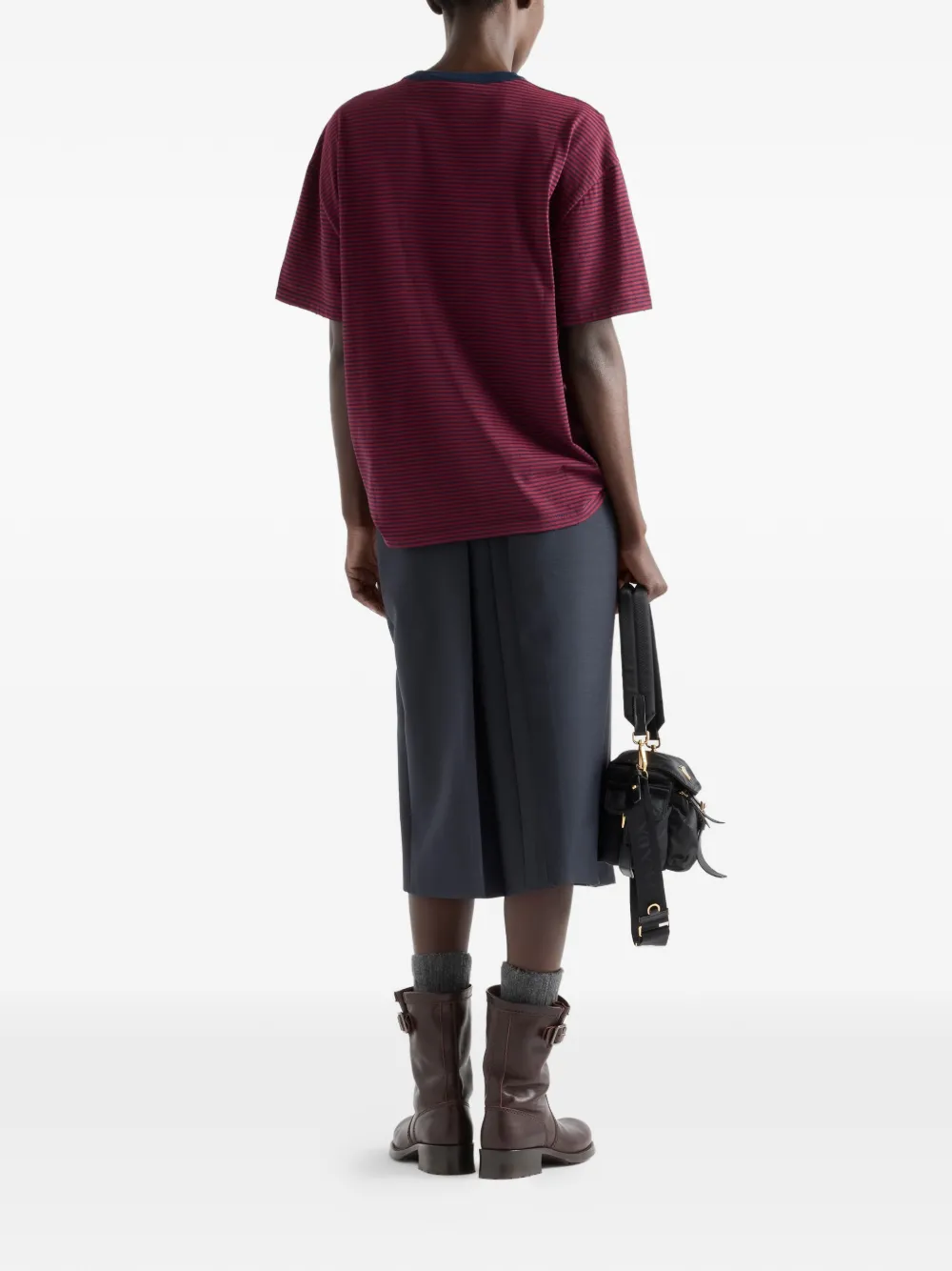 Prada Gestreepte T-shirt met zak Rood
