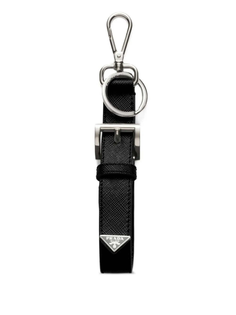 Prada triangle-logo leather keyring | Black | Image 1