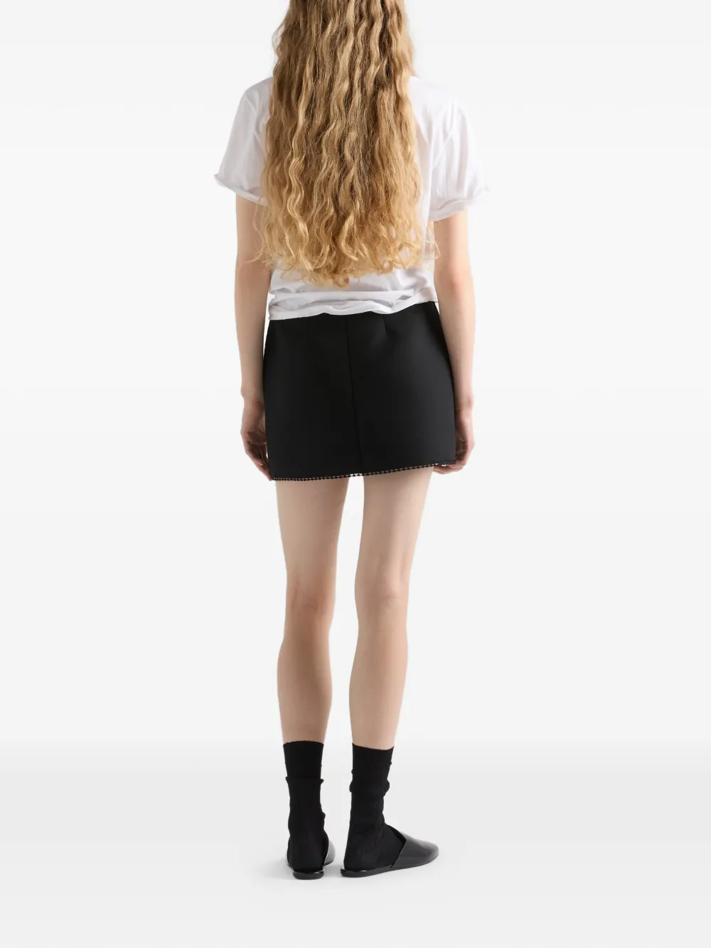 Prada Lace-detail Mini Skirt In Black
