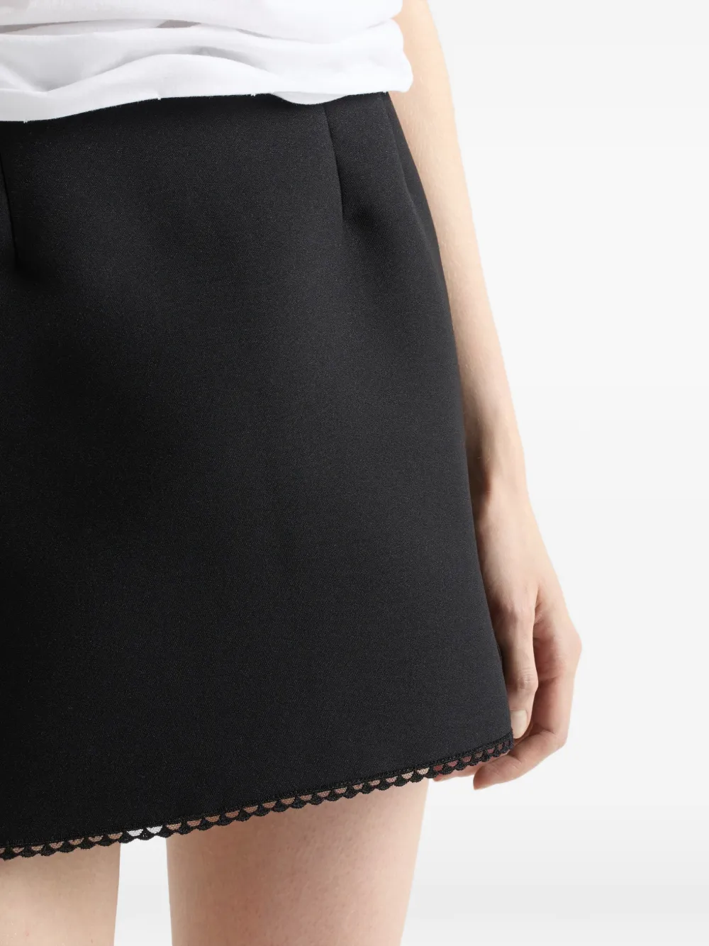 Prada Lace-detail Mini Skirt In Black