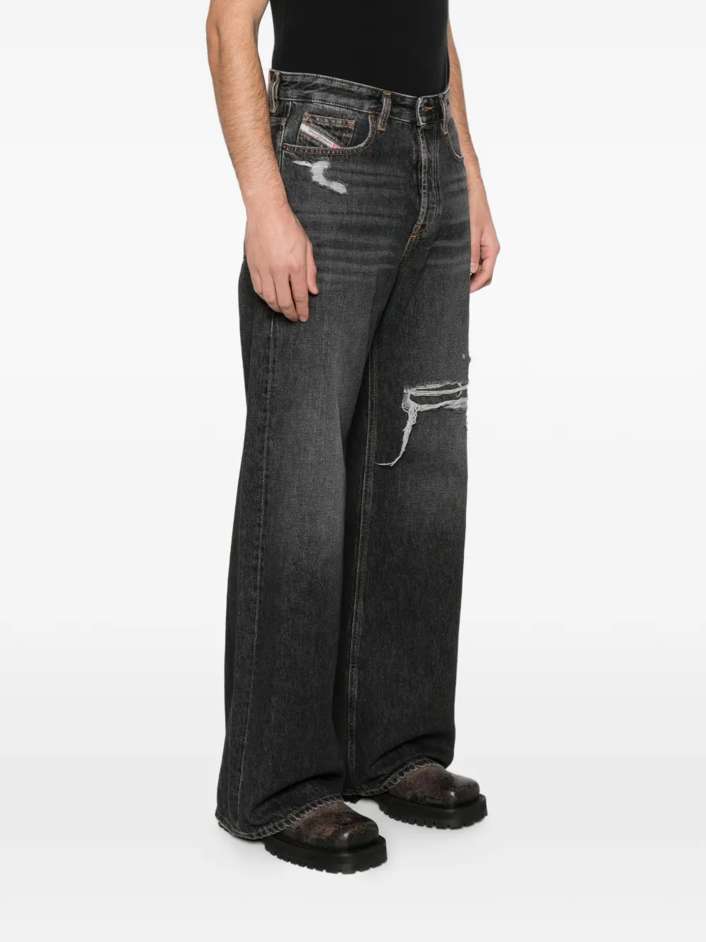 Diesel distressed-effect jeans - Zwart